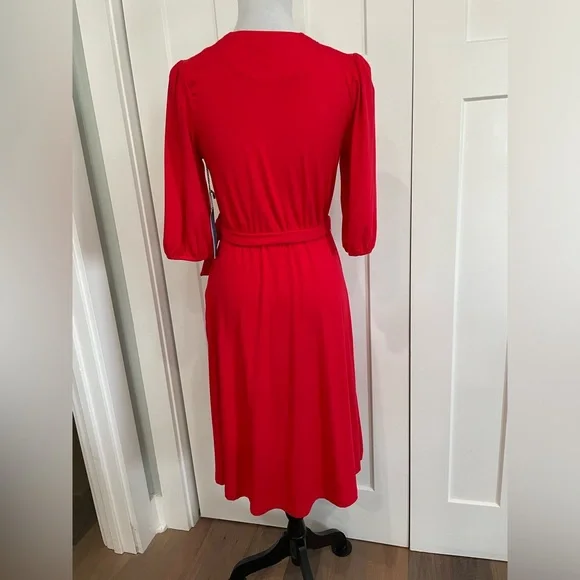 NWT Draper James Red Knit RSVP Faux Wrap Dress Small - Picture 2 of 5